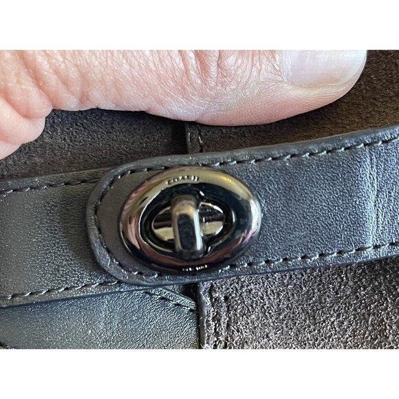 COACH Women's Sz 6 Patricia Bootie Dark Brown Suede Leather Block Heel - Picture 6 of 12